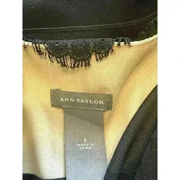 Ann Taylor Loft Sheer with Black Lace Overlay Silk Cocktail/Party Dress Size 2 - Picture 6 of 6